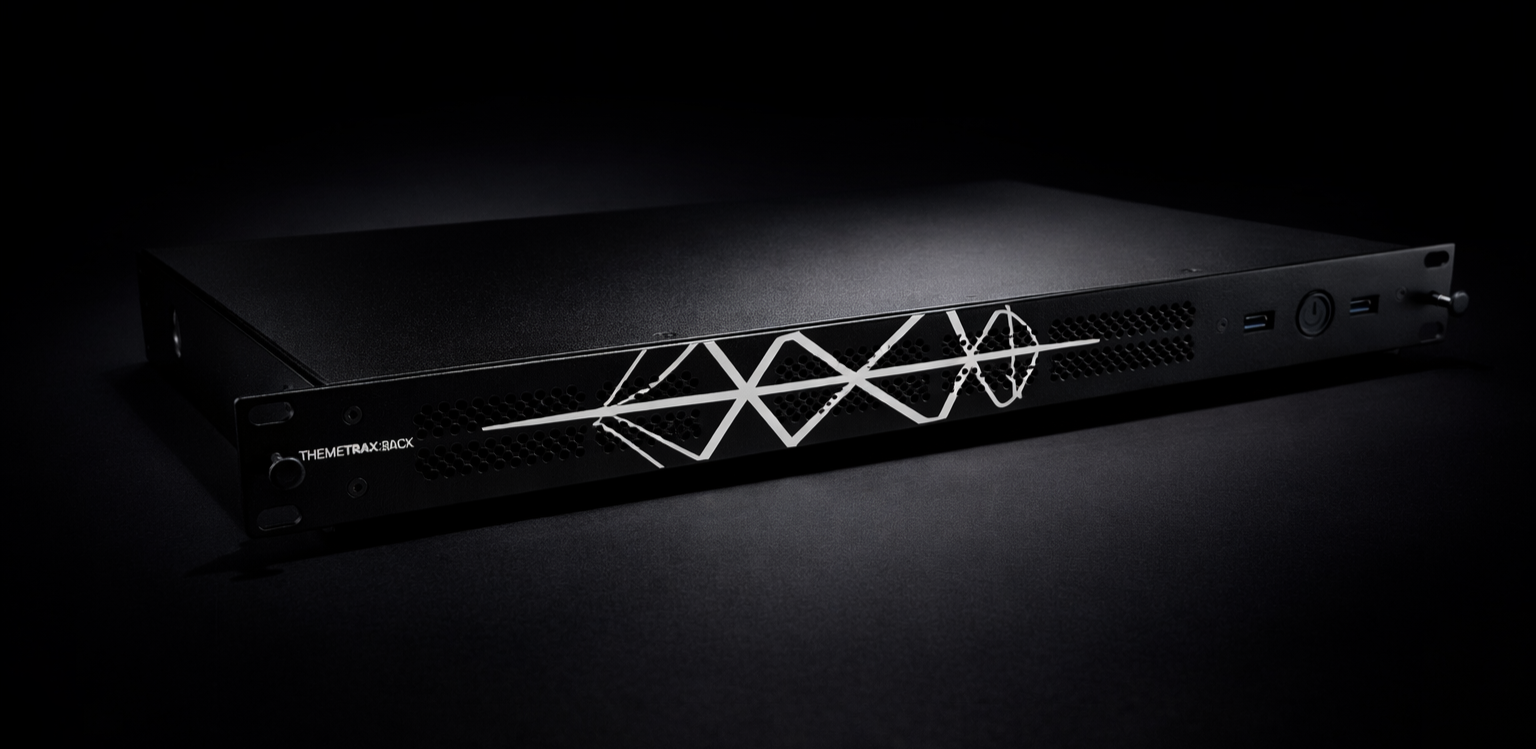 THEMETRAX:RACK control system on a dark surface.